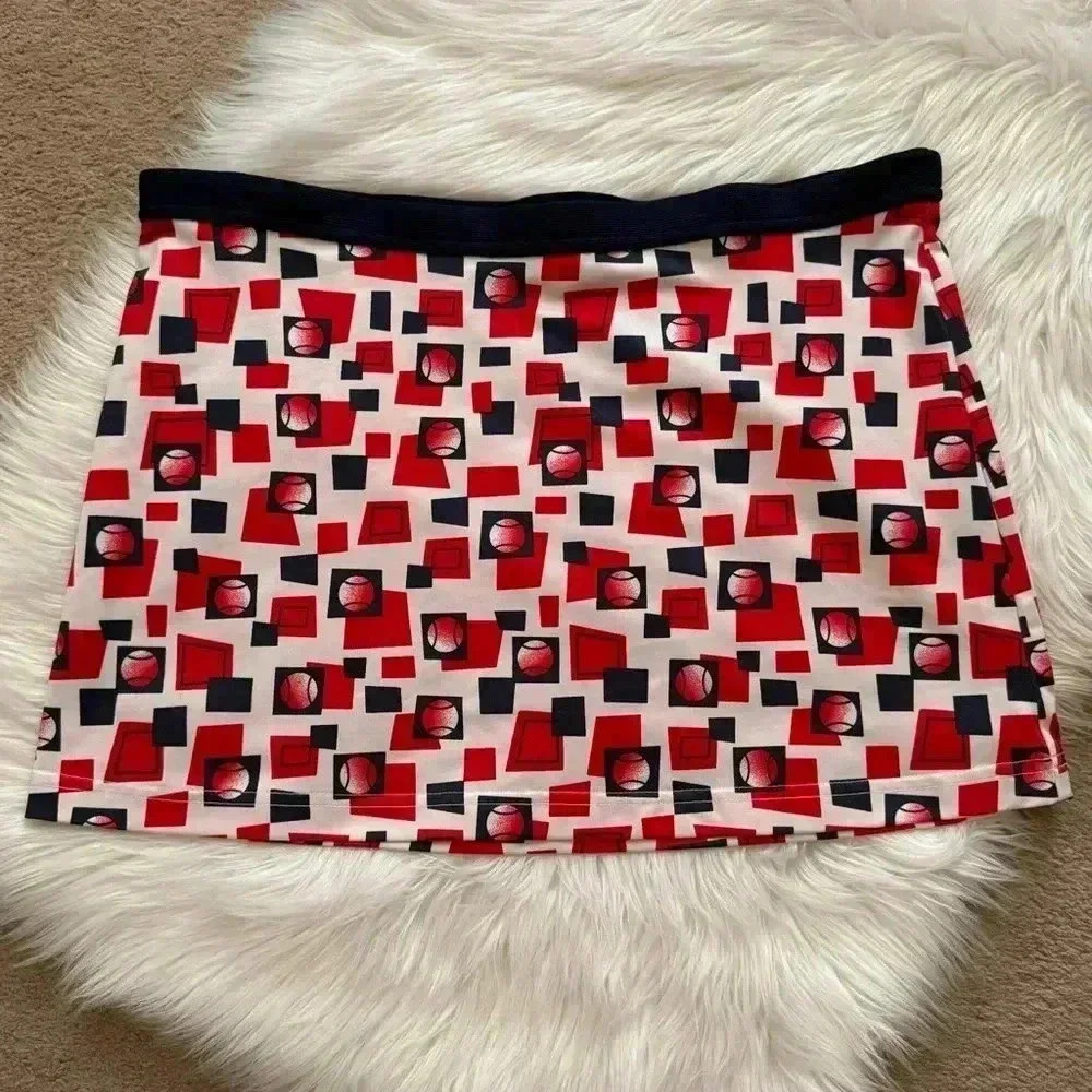 Tail Retro Pickleball Tennis Ball Polka Dot Print Skirt Large
